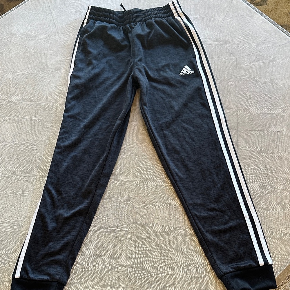 adidas Kids Navy Joggers with White Stripes